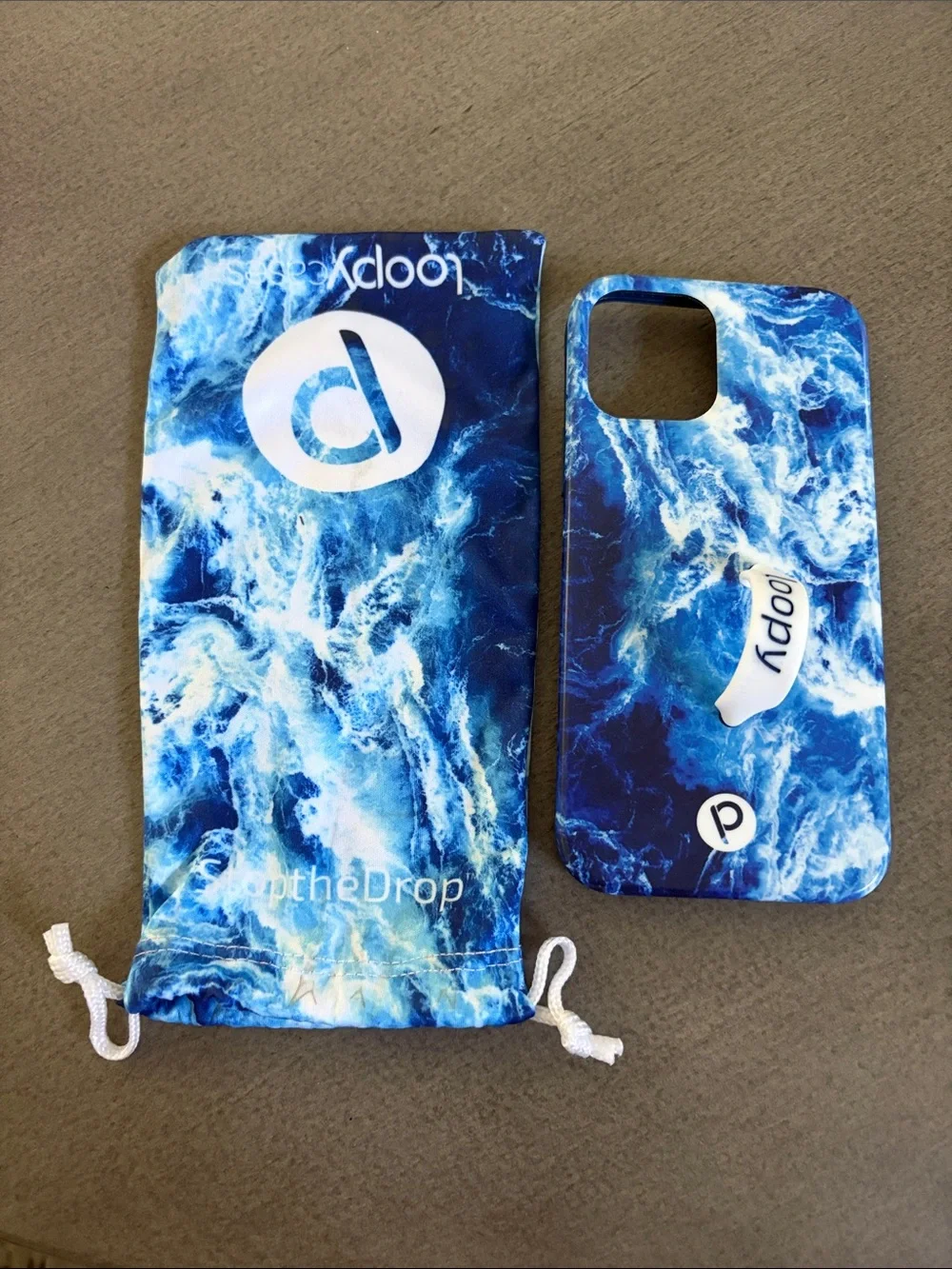 Loopy Case Blue Marble iPhone 12 Case with Matching Drawstring Pouch